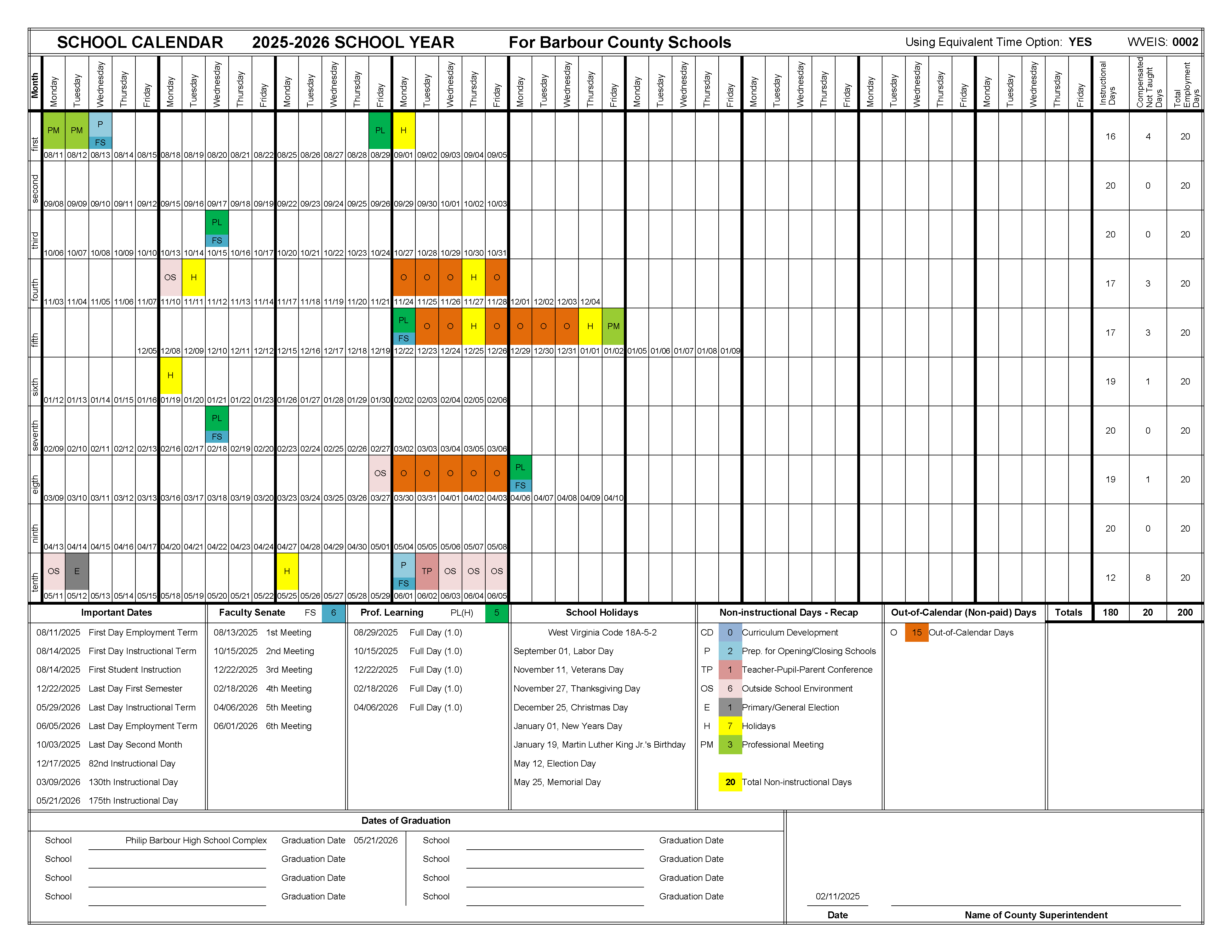 2025-2026 School Calendar